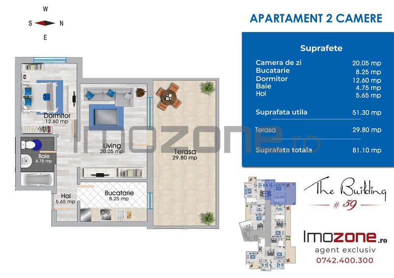 Militari, Iuliu Maniu, apartament cu 2 camere+terasa 29 mp, mobilat si utilat.